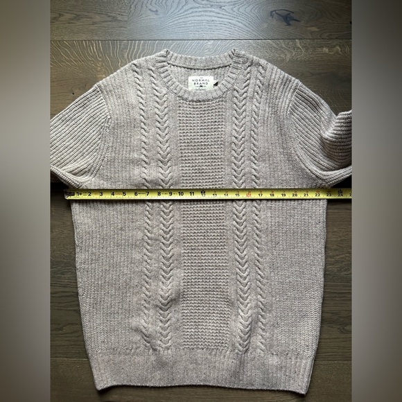 The Normal Brand Kennedy Spec Crewneck Wool Sweater In Stone Size L - Picture 9 of 13
